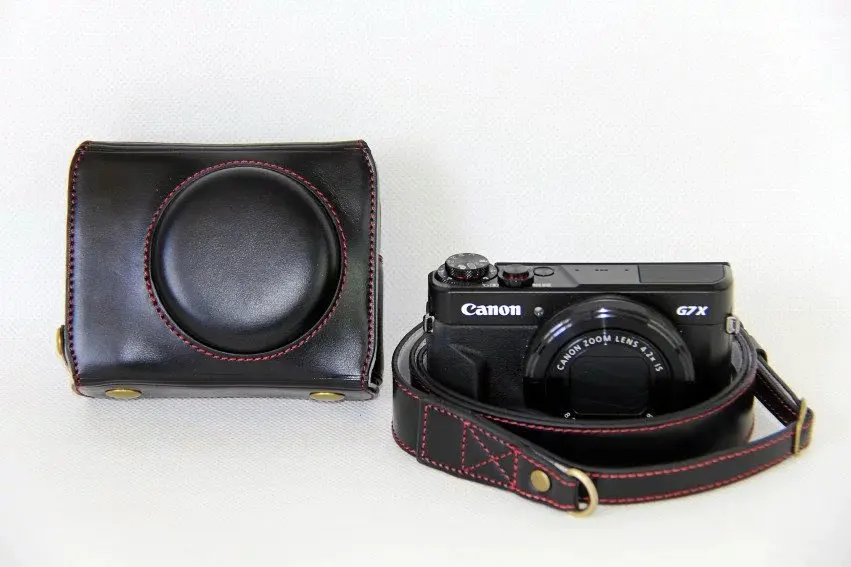 New Luxury PU Leather Camera Case Bag For Canon Powershot G7X-2 G7X II  G7X III G7X Mark 3 Cover With Strap Open Battery Design