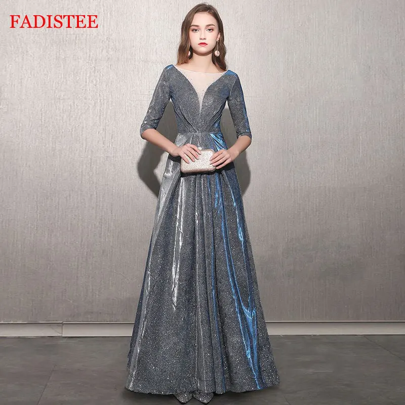 

Muslim half sleeves bling satin vestidos de fiesta de noche prom party Evening Dresses robe de soiree long gown frock pleat