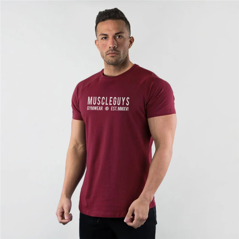 Per Lo Sport all\'aperto Uomini della Maglietta del Cotone Della Rappezzatura Della Maglia Mens Corsa E Jogging T-Shirt Abbigliamento Sportivo Per Il