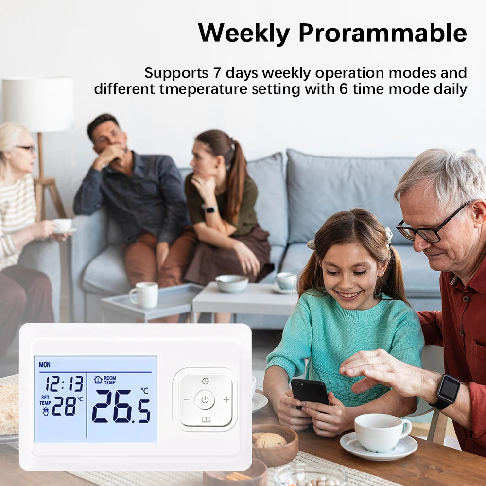 Termostato inteligente WiFi Tuya RF, controlador de temperatura inalámbrico para caldera de Gas, calefacción de agua, funciona con Alexa y Google Home