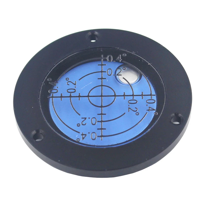 Haccury Round Metal Spirit Level Bubble Upper Flange Horizontal Platform Inlaid Leveling Instrument Blue Color Anti-UV