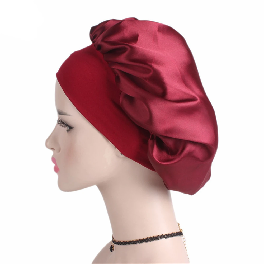 Gorro de dormir liso de satén para mujer y hombre, gorro para dormir de noche, para el cuidado del cabello, Unisex