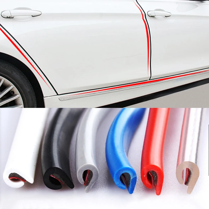 2/5/10M Car Door Protector Rubber Edge Protective Strips Side Doors Moldings Adhesive Scratch Protector For Cars Auto Protection