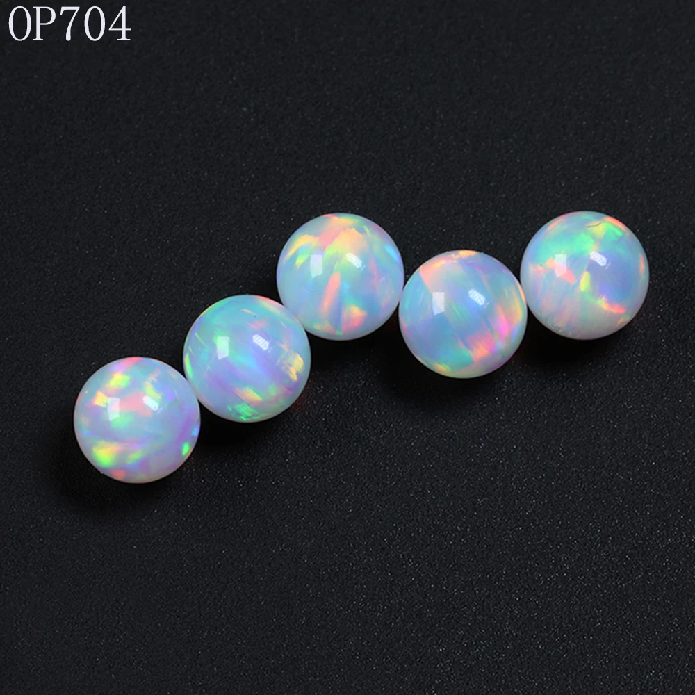 White Red Fire Opal Beads Free Shipping OP704 Synthetic Gilson Opal Ball For Heat Glass Jewelry