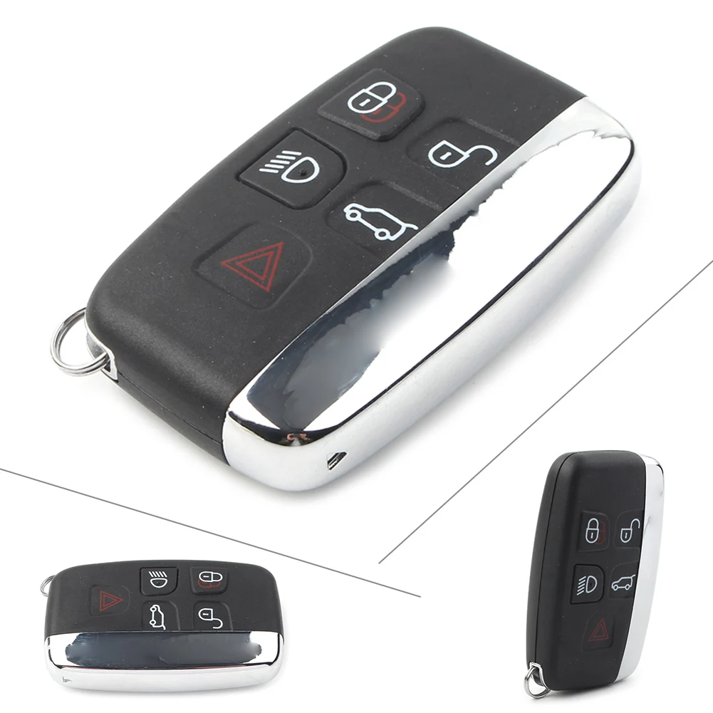 Car Remote Key Shell Case Fob Housing Cover 5 Buttons for Land Rover LR2 LR4 Range Rover Discovery Range Rover Evoque Velar