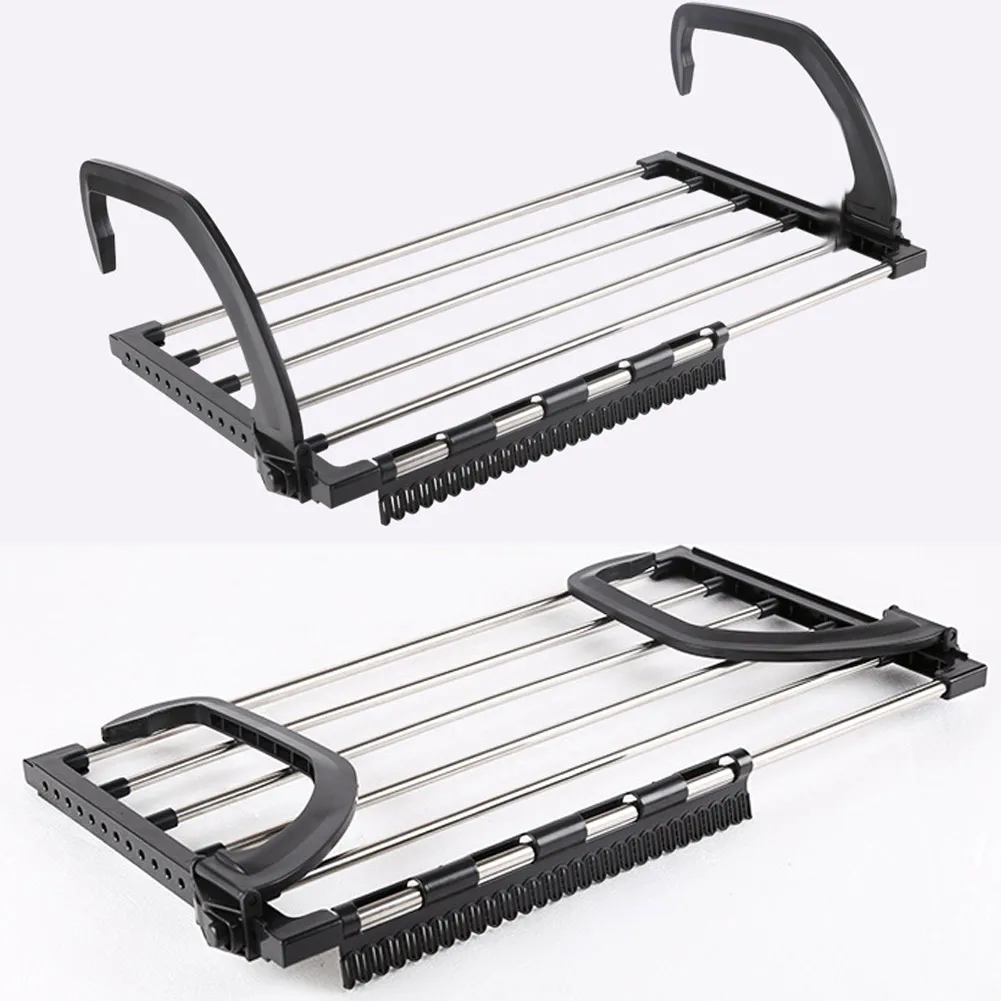 Folding Towel Drying Rack Stainless Steel Clothes Hanging Racks with Clips for Balcony Windowsill NIN668