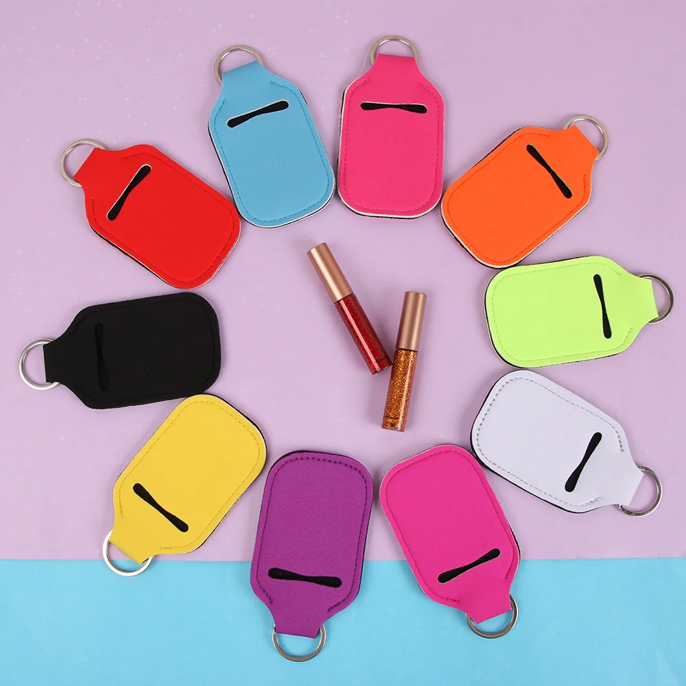 

30ML Pure Color Outdoor Travel Portable Hand Sanitizer Bottle Cover Perfume Bottle Cover Lipstick Cover With Keychain Carrier