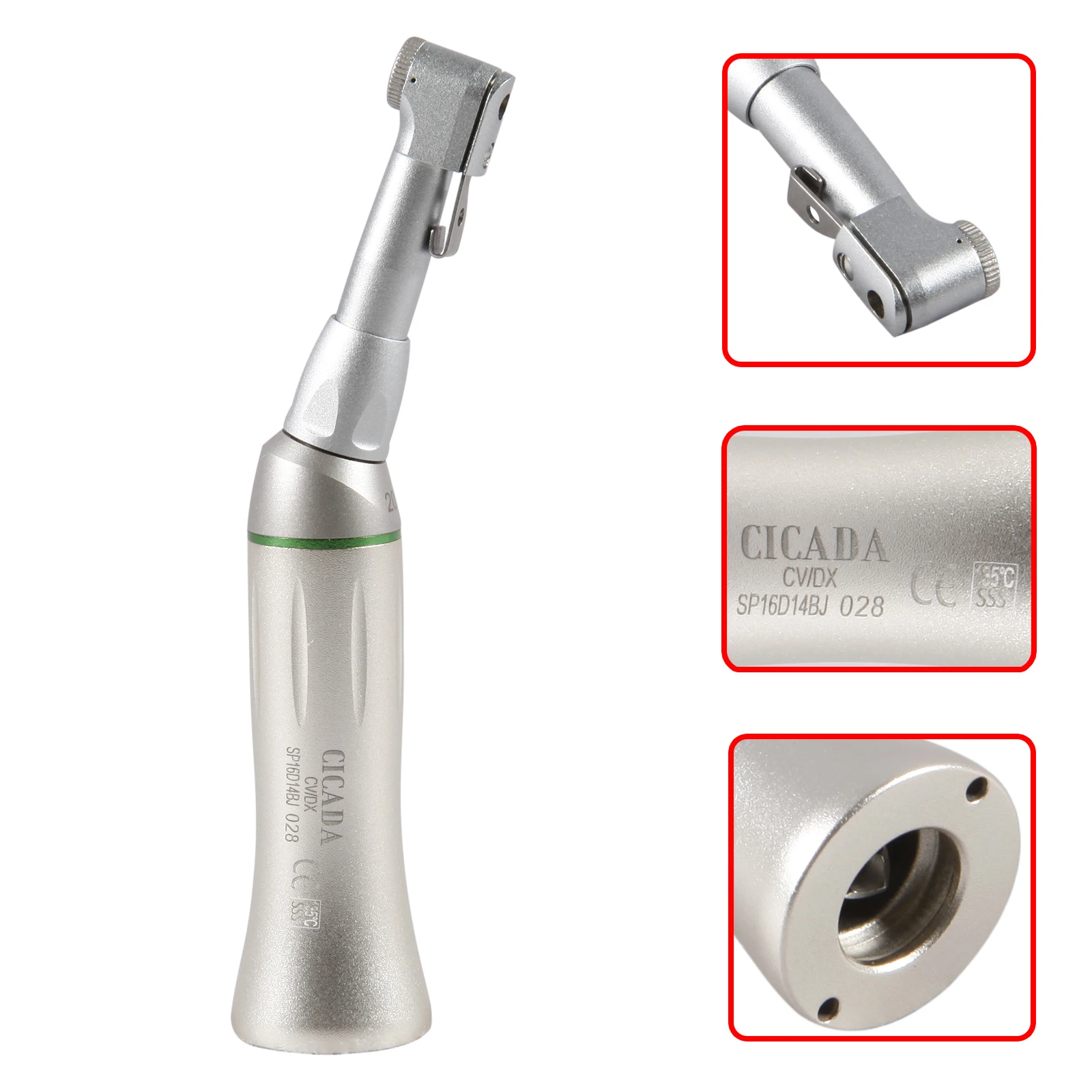 CICADA Dental MINI Head Contra Angle Handpiece 20:1 Reduction Latch Type Chuck fit NSK