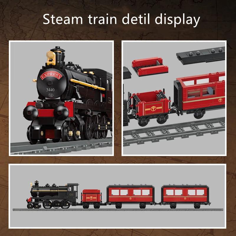 JIESTAR In Stock MOC Classic Steam Train Series Freight Train Building Blocks DIY Children Boys And Girls Toy Birthday Gifts