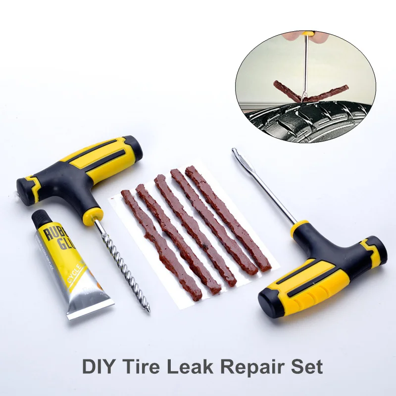 Outdoor Tire Repair Kit Emergency Self-service Tire Leak Repair Tool Vulcanized Rubber Strip Puncture Fill Field Tyre Repair Set