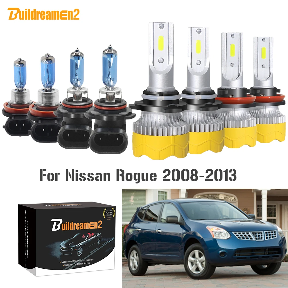 

Buildreamen2 4 X Car Headlamp High Low Beam LED Halogen Headlight Lamp 12V For Nissan Rogue 2008 2009 2010 2011 2012 2013