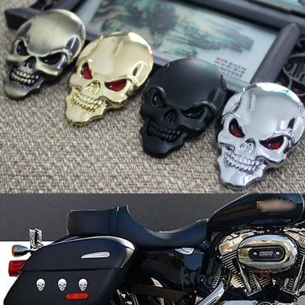 Autocollant universel d'insigne d'emblème en métal 3D de voiture et de moto, décalcomanies de crâne de chauve-souris d'araignée de sport de Turbo, décoration de corps de cadre
