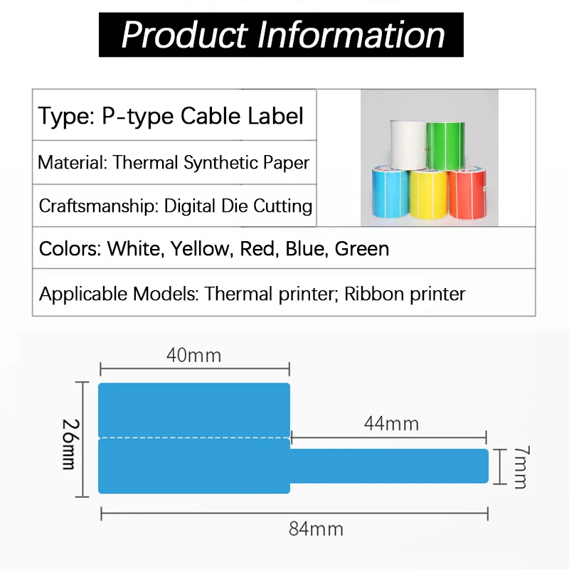 500Pcs/Roll Thermal Cable Label Stickers Waterproof Network Ethernet Cable Marker Organization Labels Tag Stickers 70x24/84x26mm