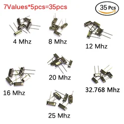 35 Stks/partij Crystal Oscillator Elektronische Kit, HC-49S 7 Soort Dip Quartz Oscillator 32.768Khz 4Mhz 8Mhz 12Mhz 16Mhz 20Mhz 25Mhz