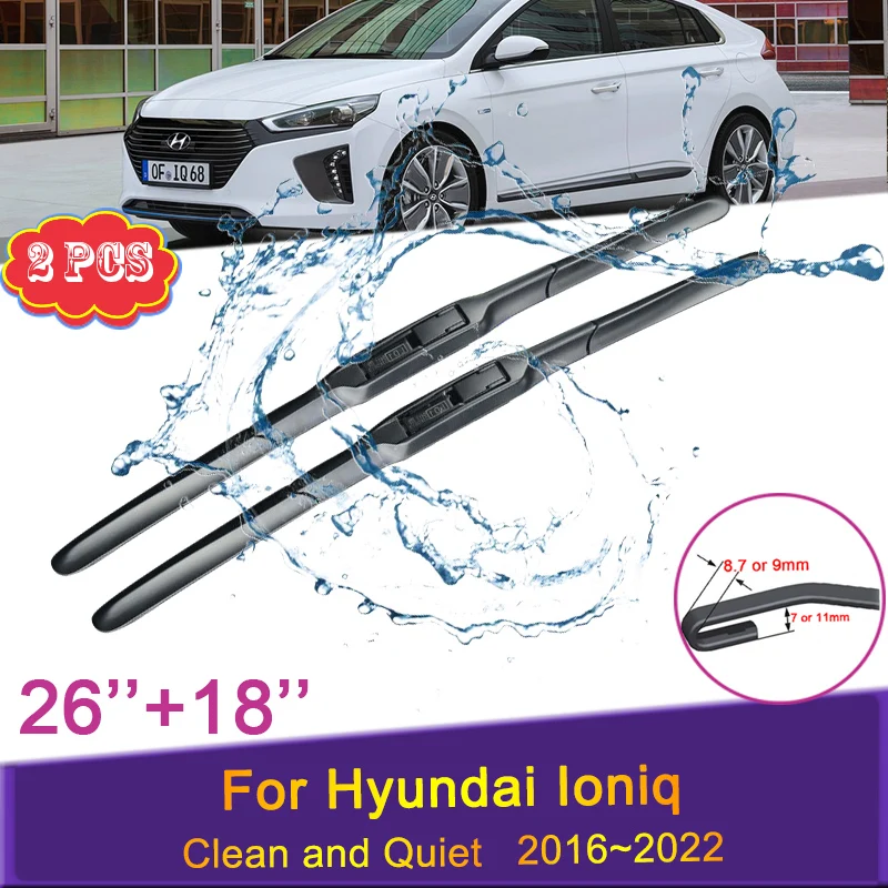 Car Wiper Blades for Hyundai Ioniq 2016 2017 2018 2019~2022 Front Windshield Frameless Snow Scraping Durable Rubber Accessories