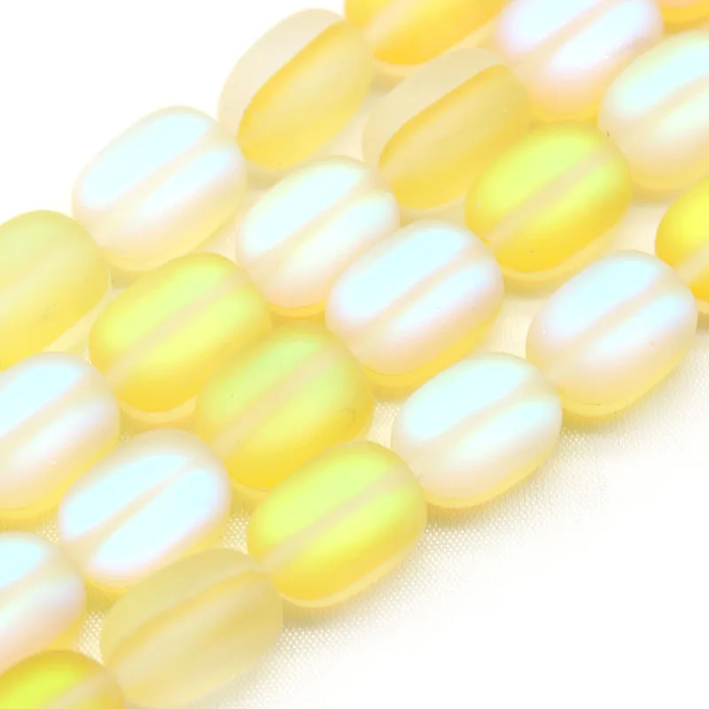 

Matte Frosted Yellow Austrian Glitter Crystal MoonStone Beads Oval Spacer Beads For Jewelry DIY Bracelet Making Handmade 15''