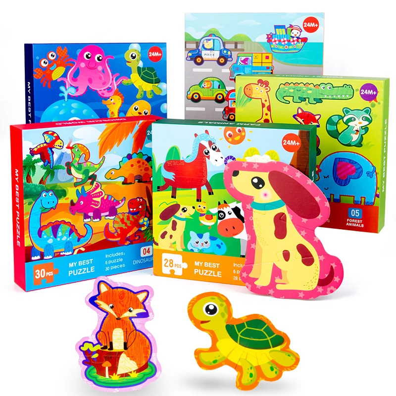 Children's wooden large matching cartoon puzzle puzzle animal / traffic Cognition early education card puzzle game children's gi