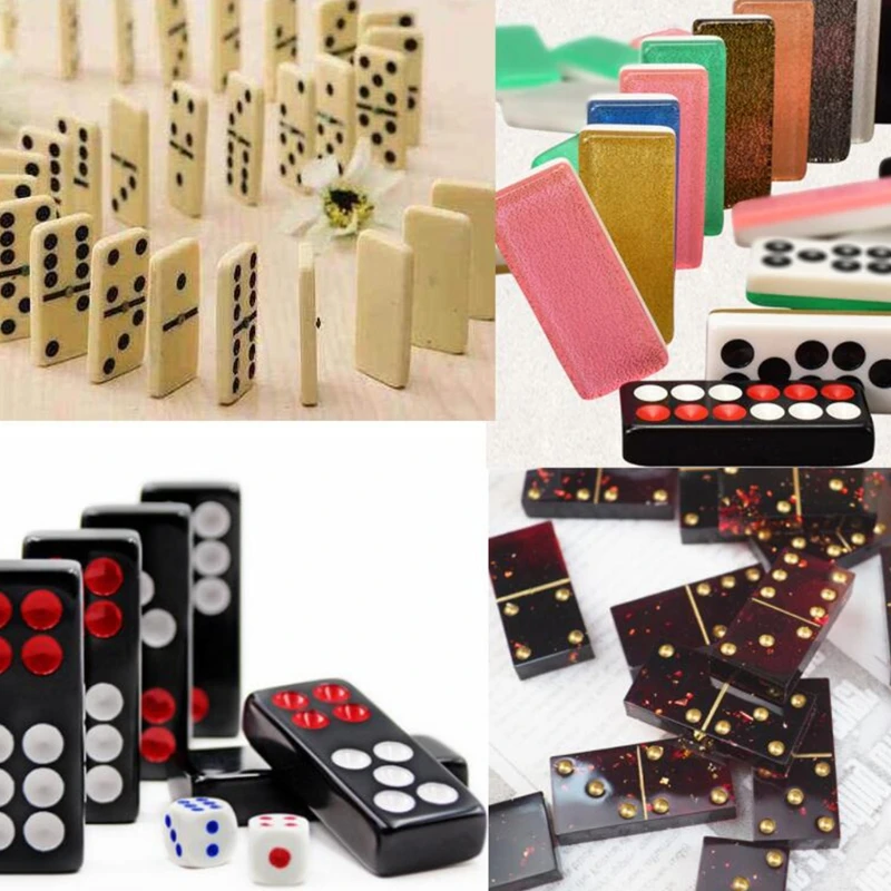 คริสตัลอีพ็อกซี่เรซิ่นเกมแม่พิมพ์ Dominoes หล่อแม่พิมพ์ซิลิโคน DIY เครื่องประดับหัตถกรรมทำเครื่องมือ