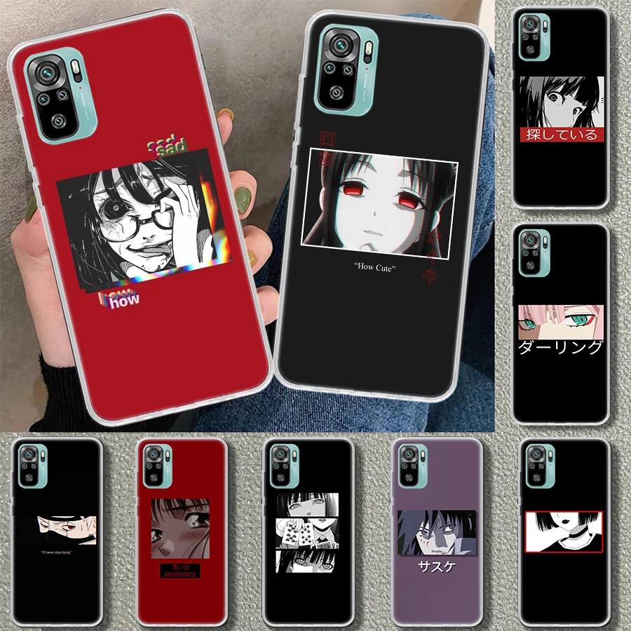 Sad Japanese Anime Aesthetic Phone Case Cover for Xiaomi Redmi Note 13 12S 12 11 11S 11T 11E 10 Pro 10S 9 9S 9T 8 8T 7 Plus Prin