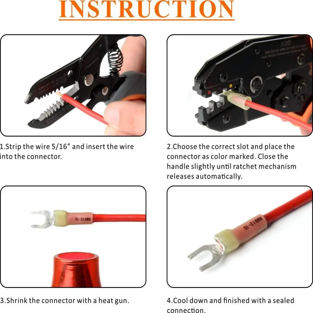 Imagem -06 - Iwiss-heat Shrink Conectores Kit Crimpagem Ferramenta Conectores de Fio Awg2210 Iws2210h 120 Pcs