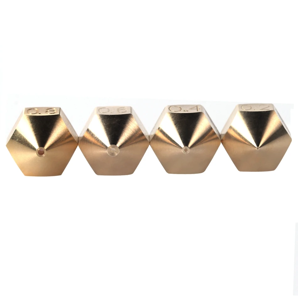 4pcs Top Quality Brass MK8 Nozzles 0.2 0.4 0.6 0.8 for Micro Swiss hotend , Creality CR-10 CR10 Ender 3 pro, ANET  3D Printer