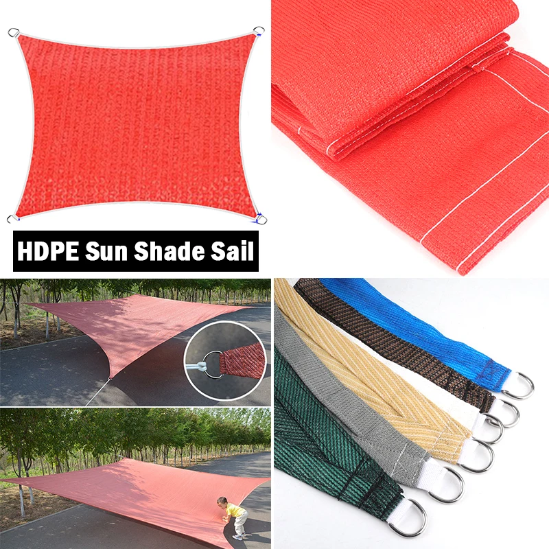 Thicken HDPE Red Outdoor Sun Shelter ArcRectangle Shading Sail Garden Terrace Canopy Sun Protection Cover Swimming Pool Awning