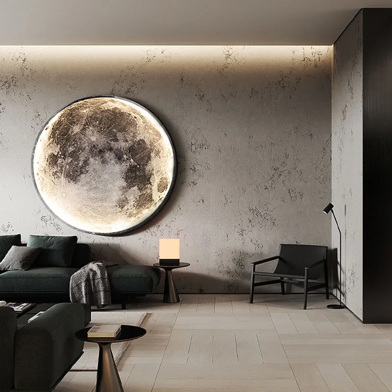 Modern LED moon wall lamp bedroom bedside lamp Nordic creative minimalist aisle living room background wall decorative wall lamp