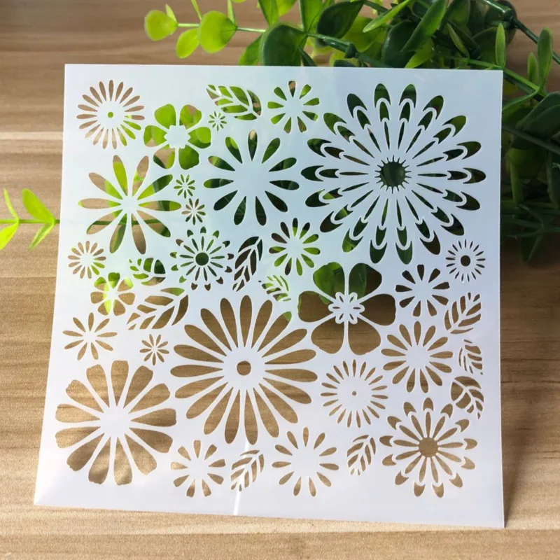 Hollow Flower Drawing Template Home Wall Album Diary DIY Graffiti Decorate Painting Stencils Cake Baking Lacework Embossing Card