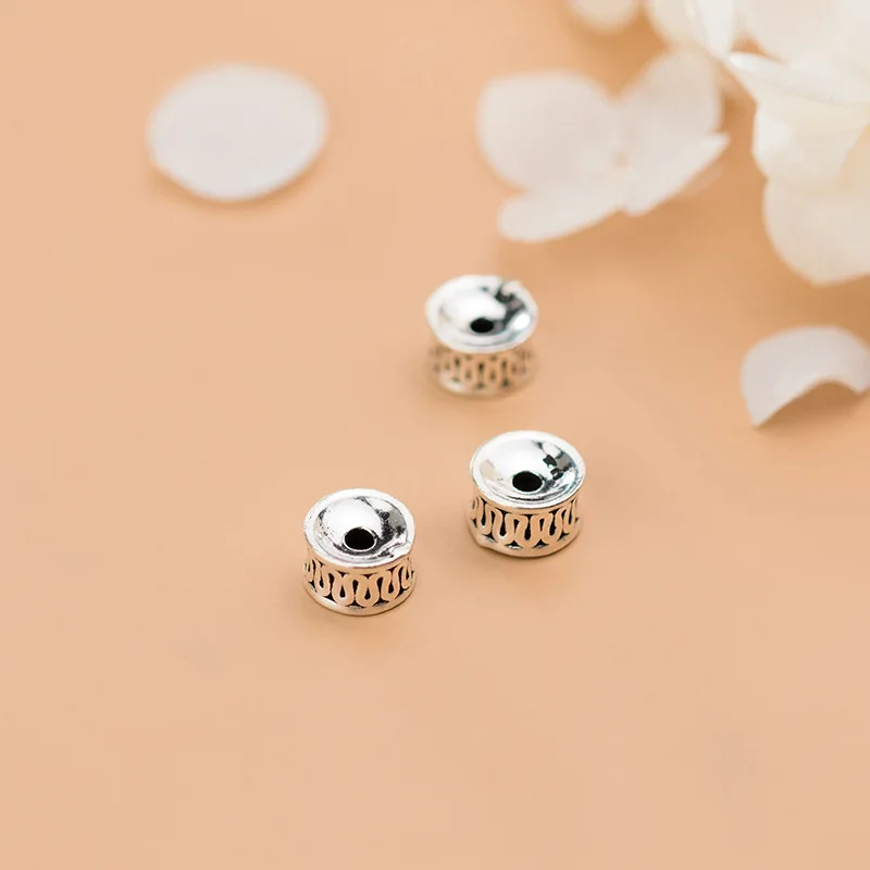 1pc 100% 925 Sterling Silver Curve Design Wheel Loose Beads 7mm Handmade Prayer Space Silver Beads DIY Fancy Jewelry Findings