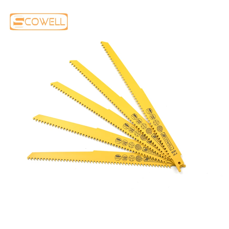 SCOWELL-High Carbon Steel Reciprocating Saw Blades, Sabre Saw Jigsaw Blade, Wood Plastic Recipe, 15 Packing, 9 ", 6TPI