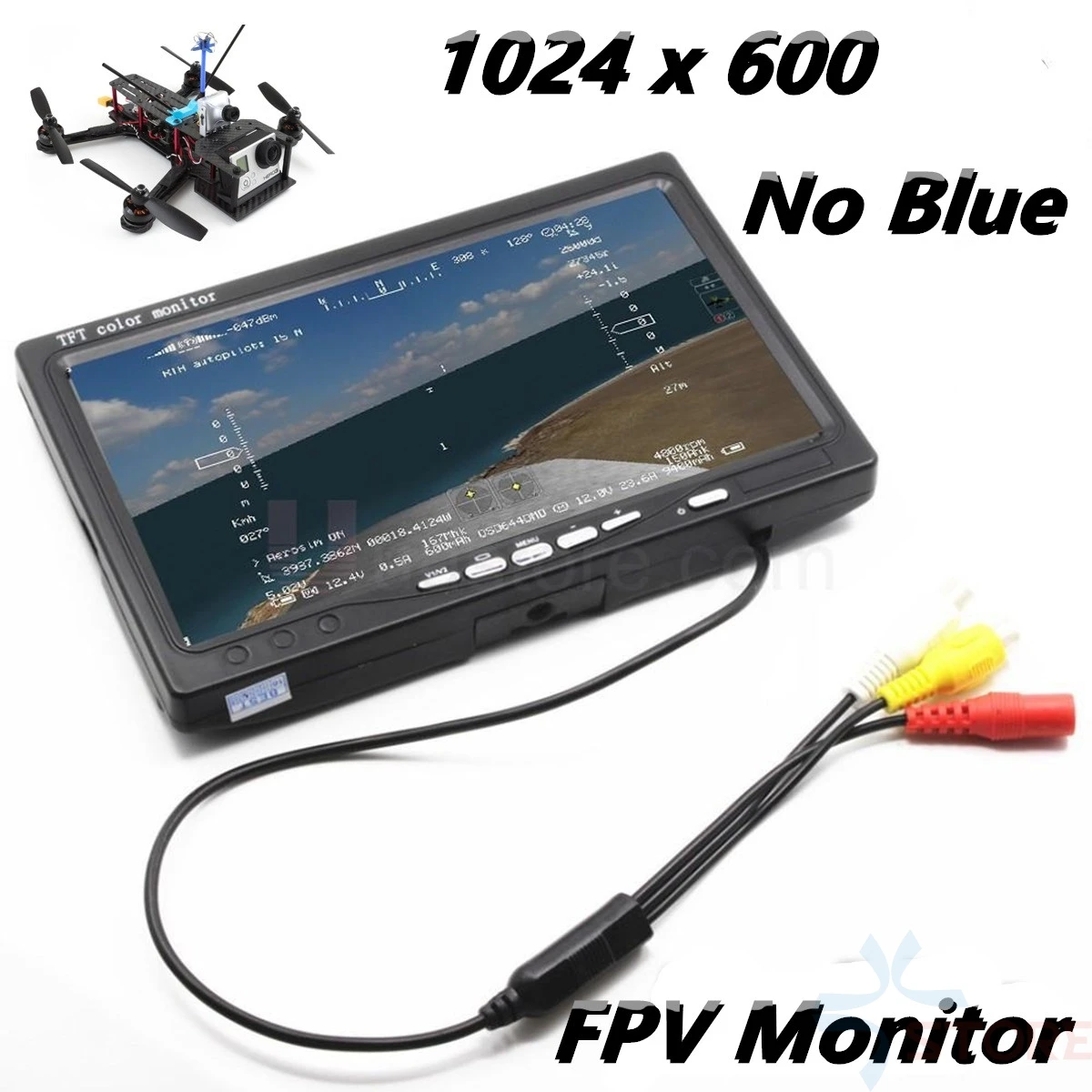 Newest IPS 7 inch LCD TFT FPV 1024 x 600 Monitor Screen Remote control FPV Monitor Photography Sunhood for Ground Station