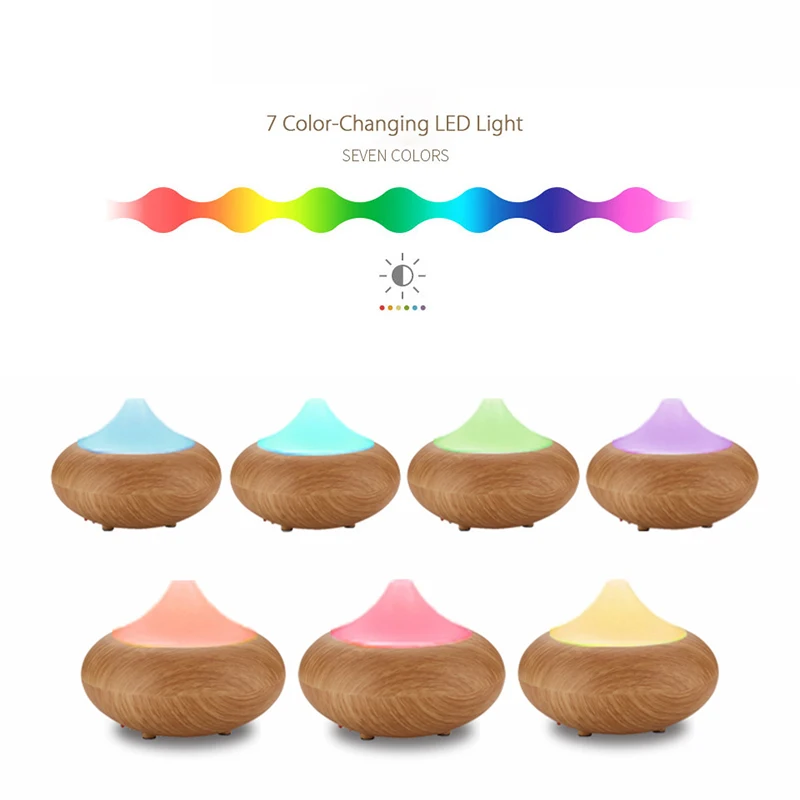 120ml Air Humidifier Grain Wood Diffuseur Essentiel Humificador Essential Oil Diffuser 7 Color LED Aroma Diffuser For Home