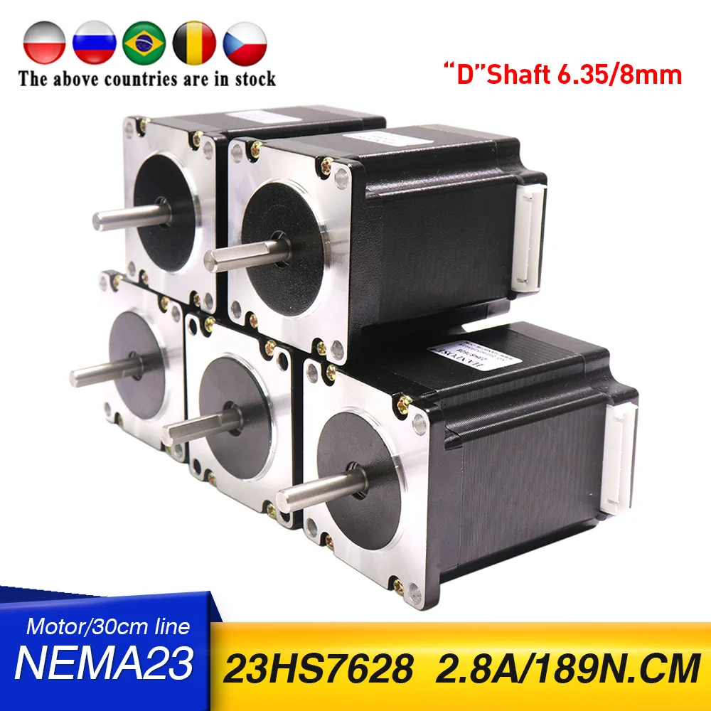 

5pcs Nema 23 Stepper Motor 57 Motor 23HS7628 57 Stepper Motor 4-lead for CNC Milling Machine 189N.cm 269oz.in 2.8A 76mm