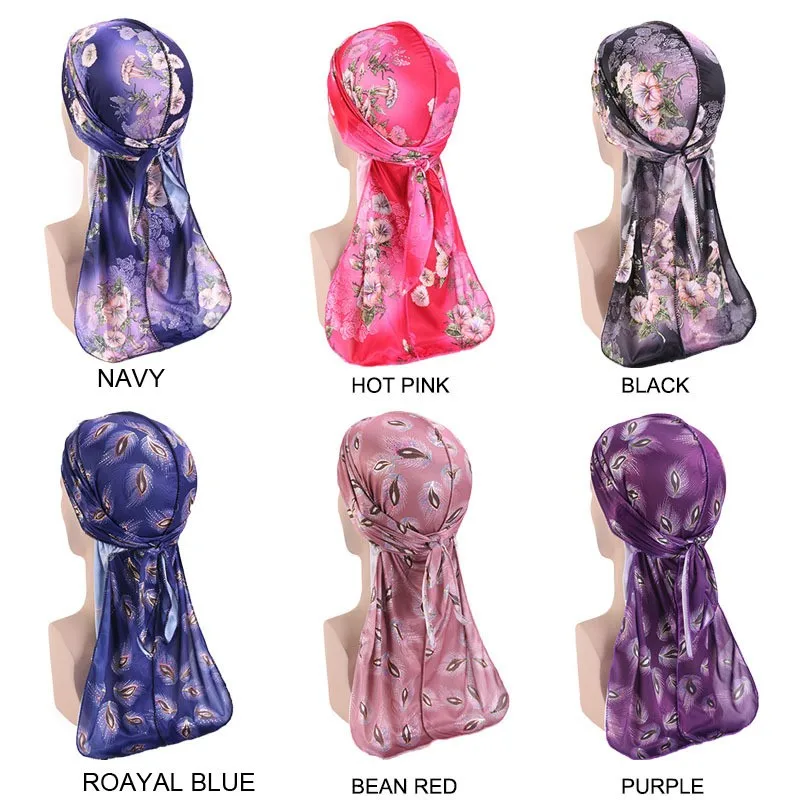 Wholesale Customization Chinese Style Printing Silk Durag Bandana Headwear Durag Cap