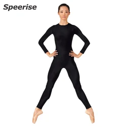 Adult Dance Unitard Bodysuit Ballet Leotards Women Dance Costume Long Sleeve Spandex Jumpsuit Back Zipper One-piece Dance Wear