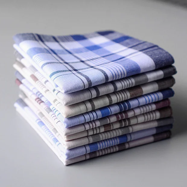 100% Cotton Handkerchief Plaid Pocket Square Handkerchief 6 Pcs/Lot