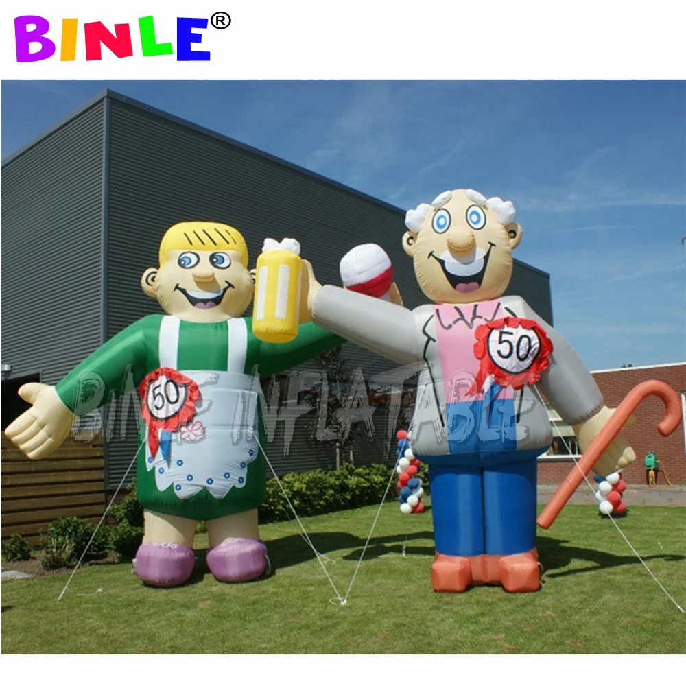 

Customized Netherland giant inflatable Abraham and Sarah with number signs old man woman cartoon model for sale