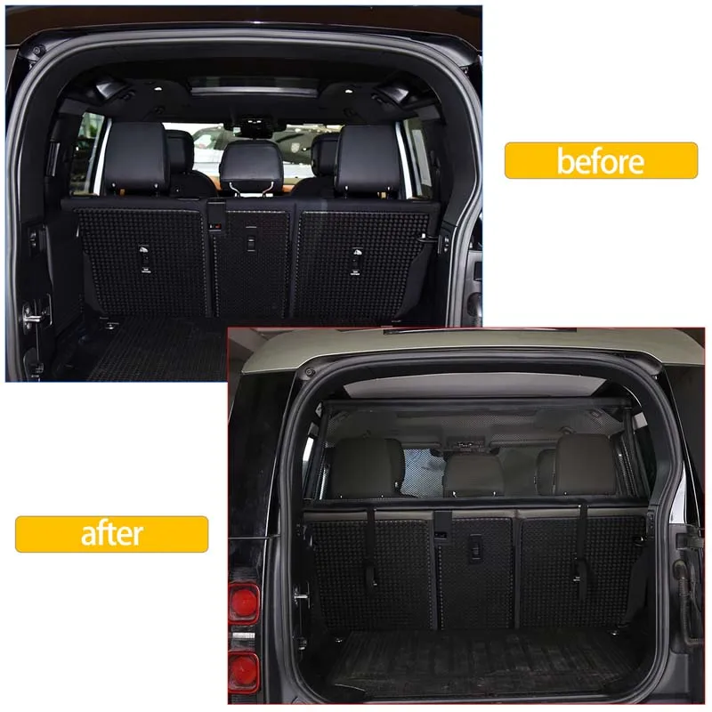 

1Pcs Polyester For Land Rover Defender 110 2020-2024 Car trunk safety isolation protective net interior decoration accessories