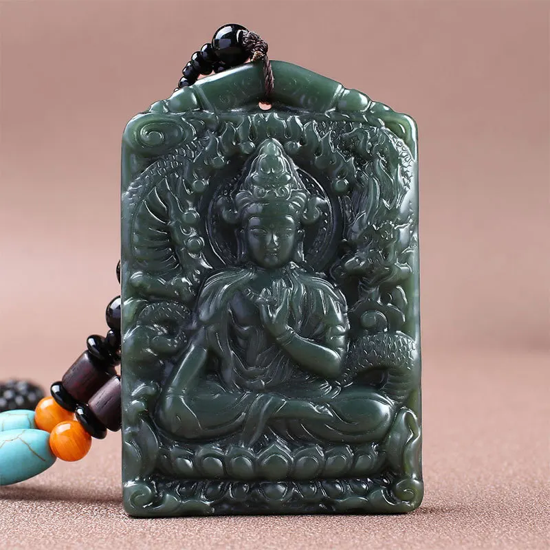 

Hot Selling Natural Hand-carve Jade Guanyin Necklace Pendant Fashion Jewelry Accessories Men Women Luck Gifts