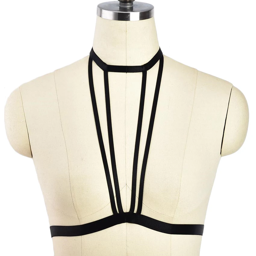 

Wholesale Woman Open Chest Bra Body Harness Belt Black Body Cage Worn Outdoors Bra Sexy Lingerie Goth Punk Bondage Body Harness