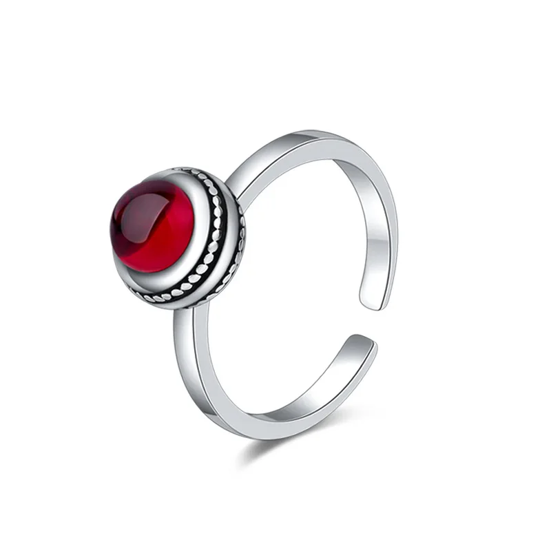 2023 New Arrival Elegant Red Agate Stone Thai Silver Ladies Wedding Ring Jewelry For Women Gift Never Fade