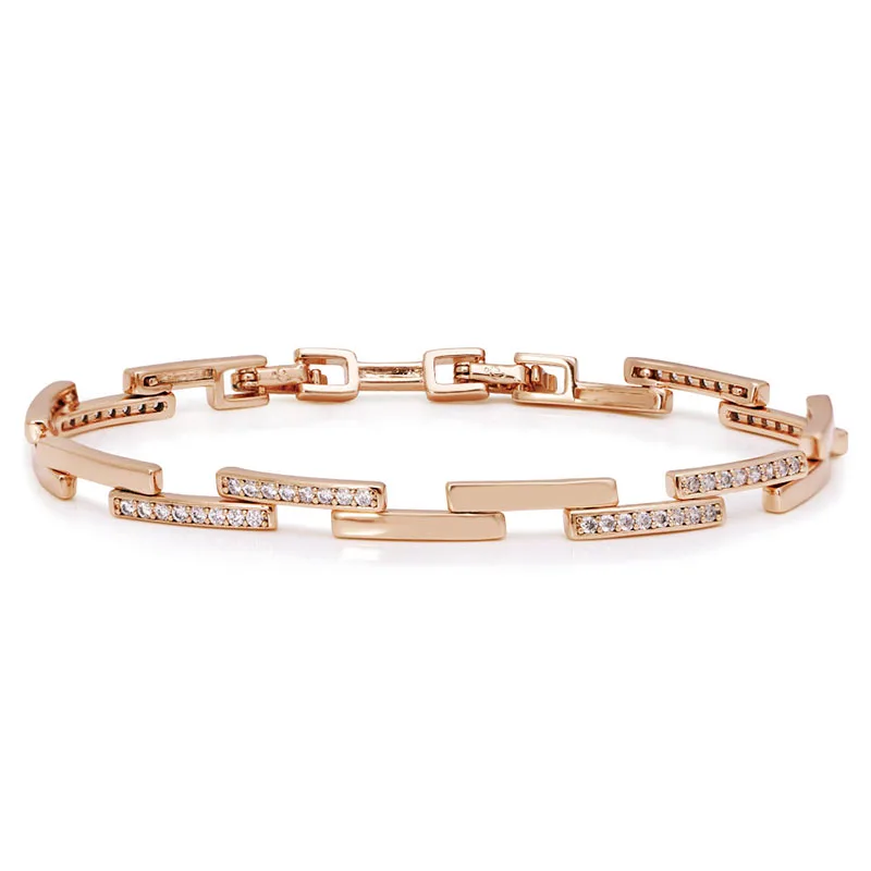 MxGxFam 19 cm  Zircon Square Bracelet For Women Gold Color Fashion Jewelry Lead and Nickel Free