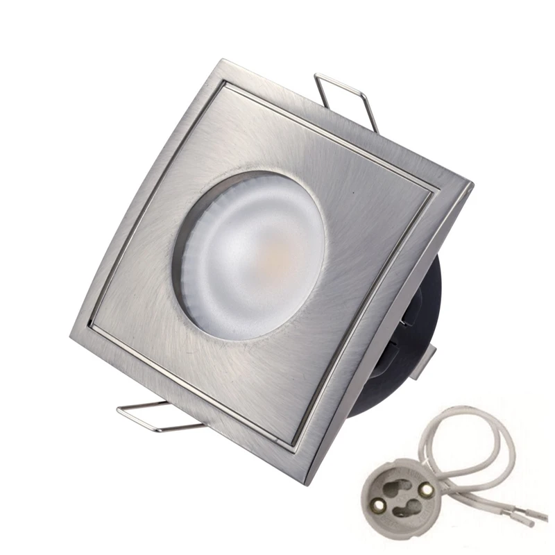 Recessed Waterproof IP65 Ceiling Downlights Round/Square Frame GU10/MR16 Lamp Base Holder Bathroom Spot Lighting Fitting Fixture