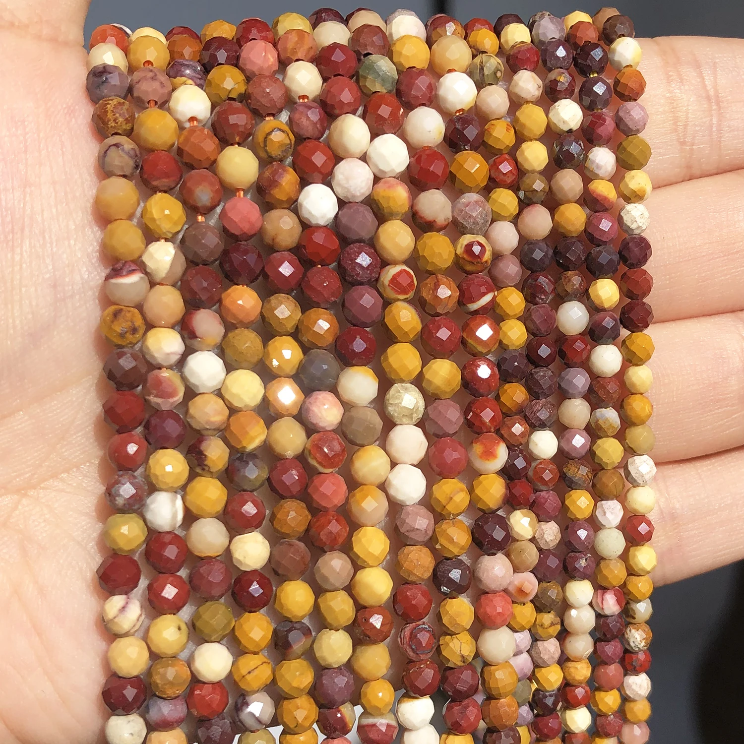 Natural Faceted Colorful Mookaite Gem Stone 3 4mm Loose Spacer Beads for Jewelry DIY Making Bracelet Earrings Accessories 15''