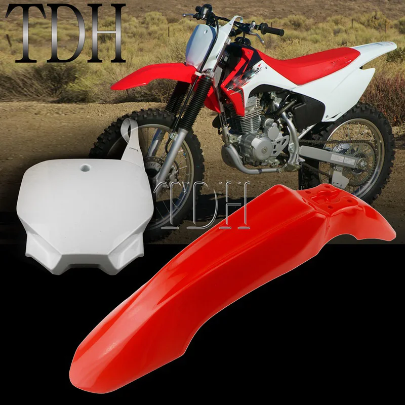 For Honda CRF230F CRF150F CRF 230F 150F Motocross Supermoto MX Enduro Front Fender + Front Number Plate Mudguard 2016-2018 2019