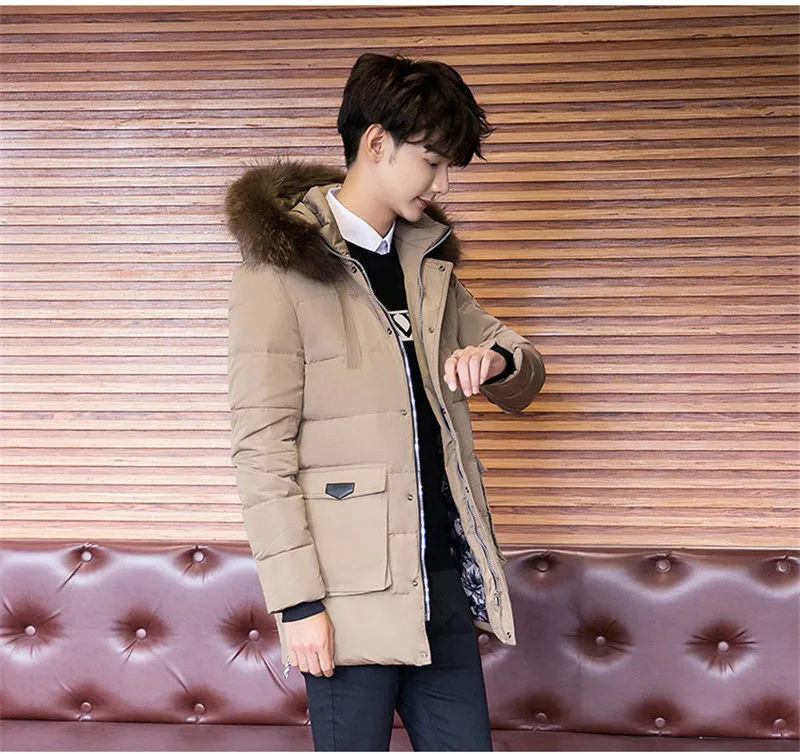 

Men 2020 Warm White Duck Down Jacket Fur Collar Hooded Mens Winter Parkas Padded Men's Jackets Casacos Masculino WXF311 s 's s