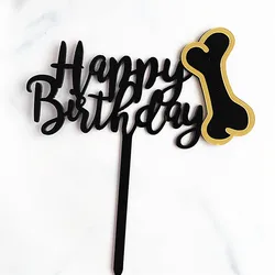 New Acrylic Happy Birthday Cake Topper Bone Happy Birthday Dog Birthday Party Cake Topper Cake Decoration