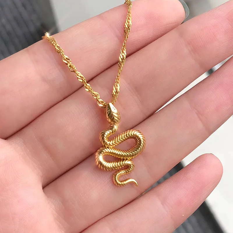 Stainless Steel Snake Necklaces For Women Men Gold Color Zodiac Animal Neck Chain Male Female Pendant Necklace Jewelry Gift