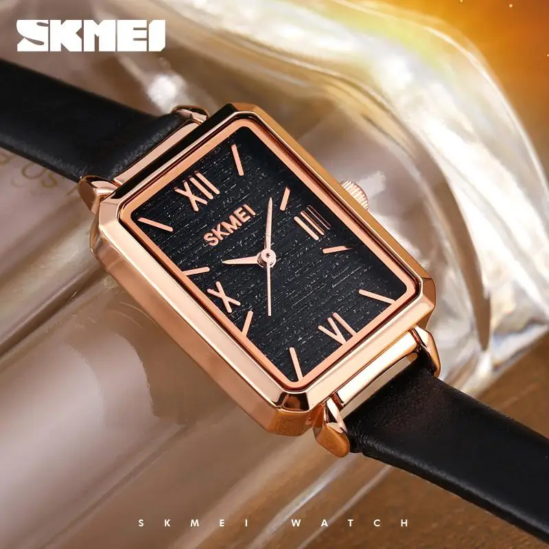 SKMEI Ladies Watches Fashion Textures Dial Quartz Women Watches Small Simple Style Leather Strap Girls Watch reloj mujer 1706