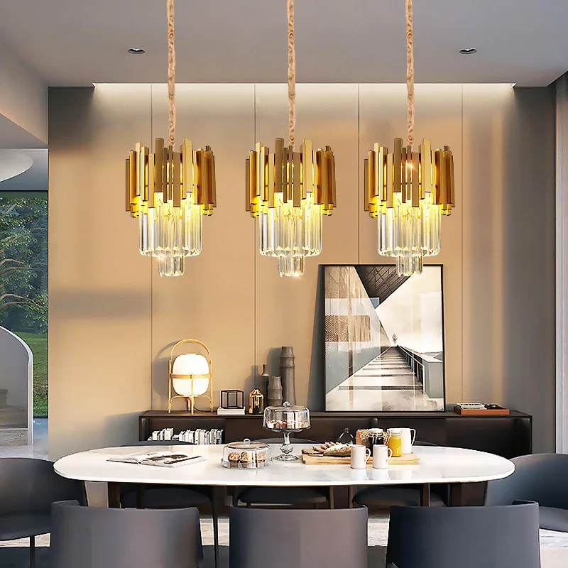 

FKL Modern Crystal Golden Chandelier Light Luxury Bar Single Head Hanging Line Dining room Bedroom Small Chandelier